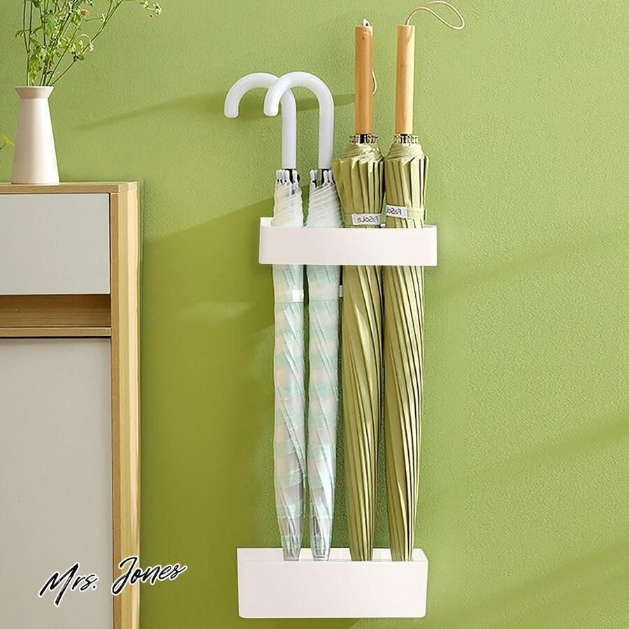 Mrs. Jones Paraplubak Wandmontage Paraplu Houder Umbrella Stand Punch Gratis Verstelbare Wandgemonteerde Paraplu Opbergrek Paraplustandaard Paraplu Standhouder voor Thuiskantoor Binnen Organisatie Opslag