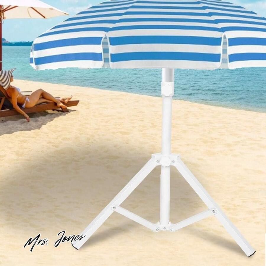 Mrs. Jones Parasolstandaard opvouwbaar van ijzer driehoekig voor vissen in de tuin op het strand voor parasol van 2 meter parasolstandaard ijzer tuin strand
