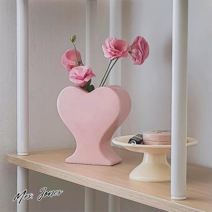 Mrs. Jones Unieke Roze Bloem Vaas Perzik Hartvorm Keramische Vaas Voor Thuis Kantoor Tafel Boek Plank Woonkamer Decor Housewarming Festival Gift