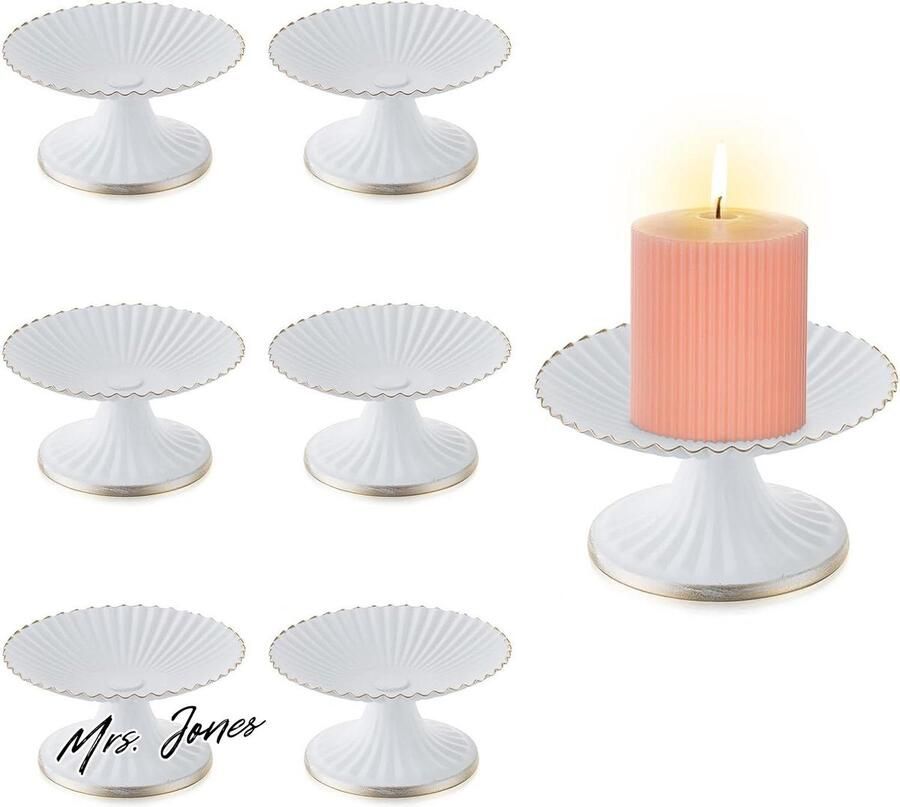 Mrs. Jones Pijler Kaarsenhouders Bruiloft Tafel Centrepieces Decoratieve Kaars Trays Bruiloft Kerst Kaars Display Stands Platen voor Geurpot Kaars Wit