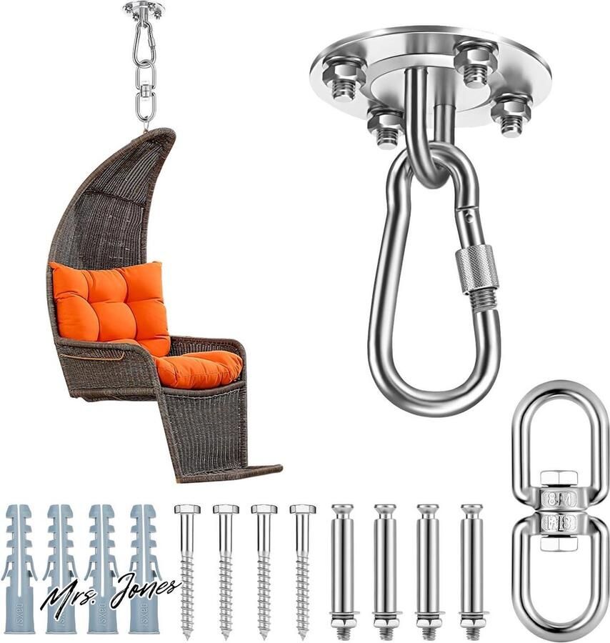 Mrs. Jones Plafondhaak zware belasting hangstoel schommel bokszak houder maximale draagkracht van 400 kg met 360° draaibare standaard