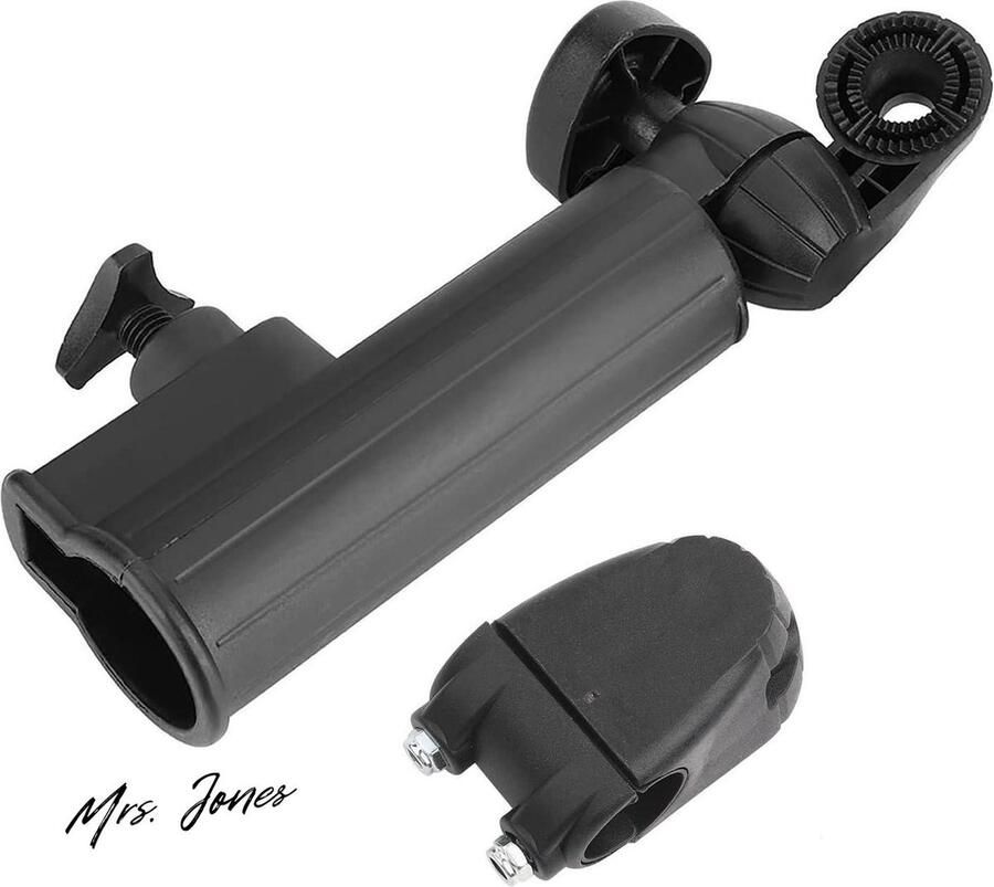 Mrs. Jones Universele Verbeterde Aluminium Basis 180 Graden Verstelbare Hoek Paraplu Houder Trolley Houder voor Winkelwagen Wandelwagen Rolstoel