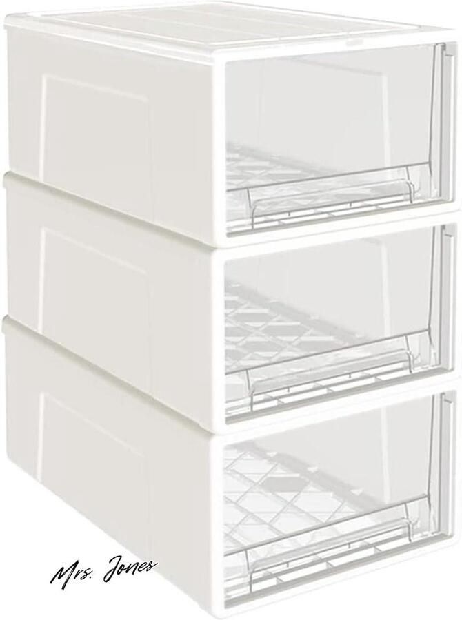 Mrs. Jones Plastic Stapelbare Opbergladen Opbergdoos Multifunctionele Bakken voor Slaapkamer Badkamer-Kast Slaapzaal Ambachtelijke Kamer Garage Kinderkamer-Kantoor Onder + opbergladen + plastic