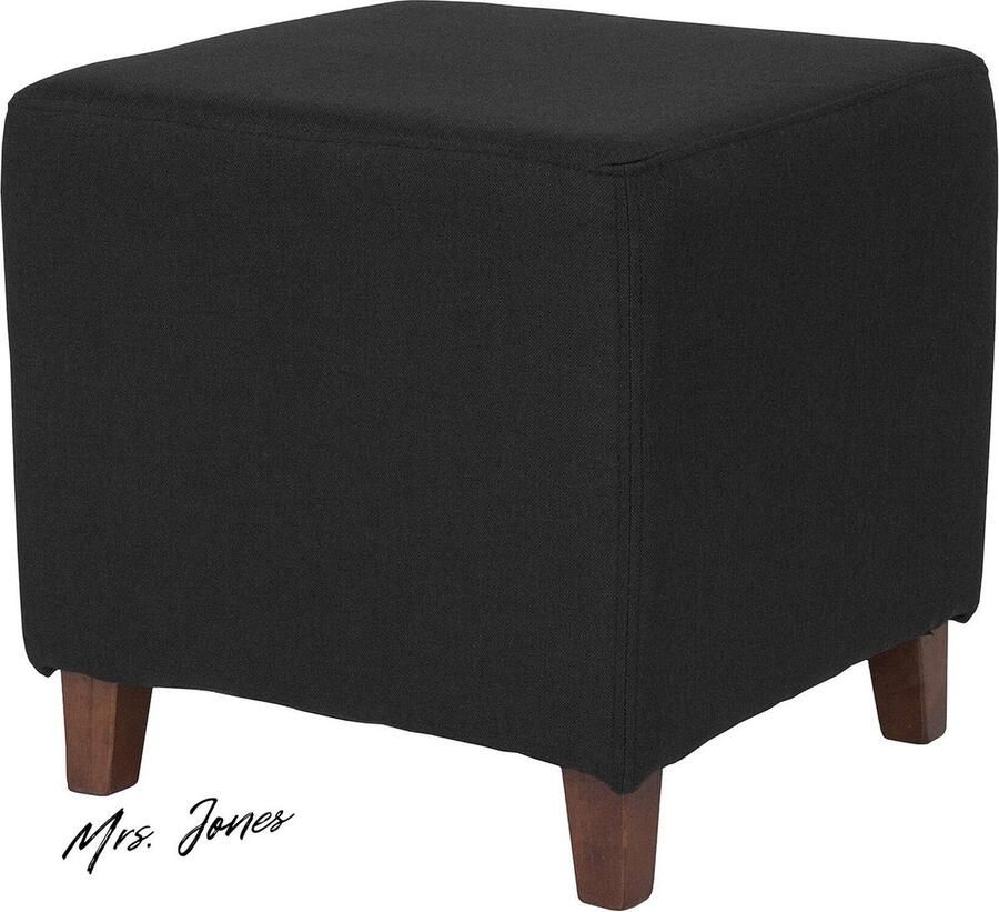 Mrs. Jones Premium Collection Beklede Ottomaanse Poef Beige Modern 16.5'D x 16.5'W x 16'H