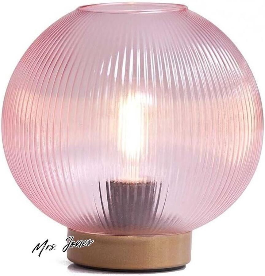 Mrs. Jones Premium Collection Decoratieve lamp Glazen bol Warm wit Batterij Roze