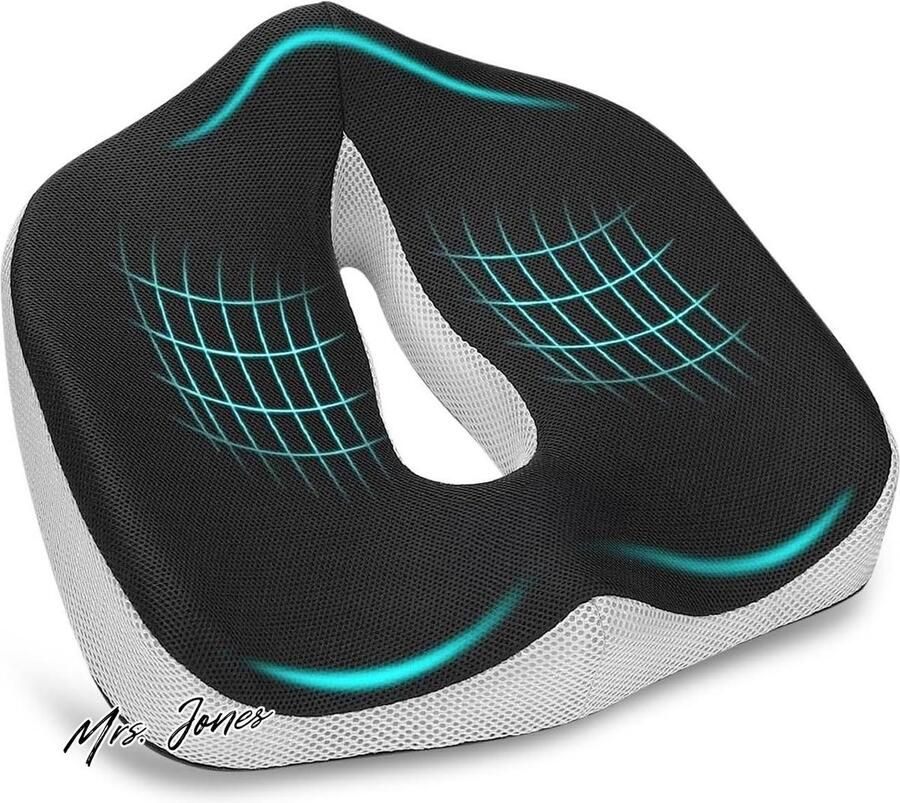 Mrs. Jones Ergonomisch zitkussen Bureaustoel orthopedisch zitkussen Autostoel zitkussen van traagschuim Grijs