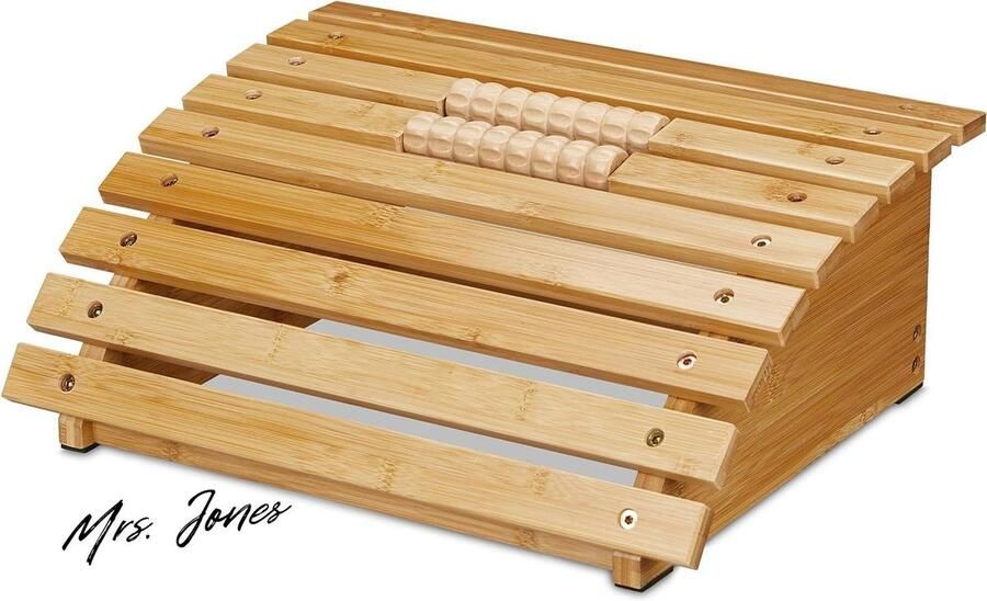 Mrs. Jones voetensteun bureau met voetmassage rollers ergonomisch voetenbankje massage ontspanning bamboe natuur