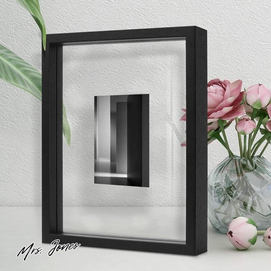 Mrs. Jones Premium Collection Fotolijst Zwevend effect Zwart hout Dubbel glas Bureau muur Geschenk