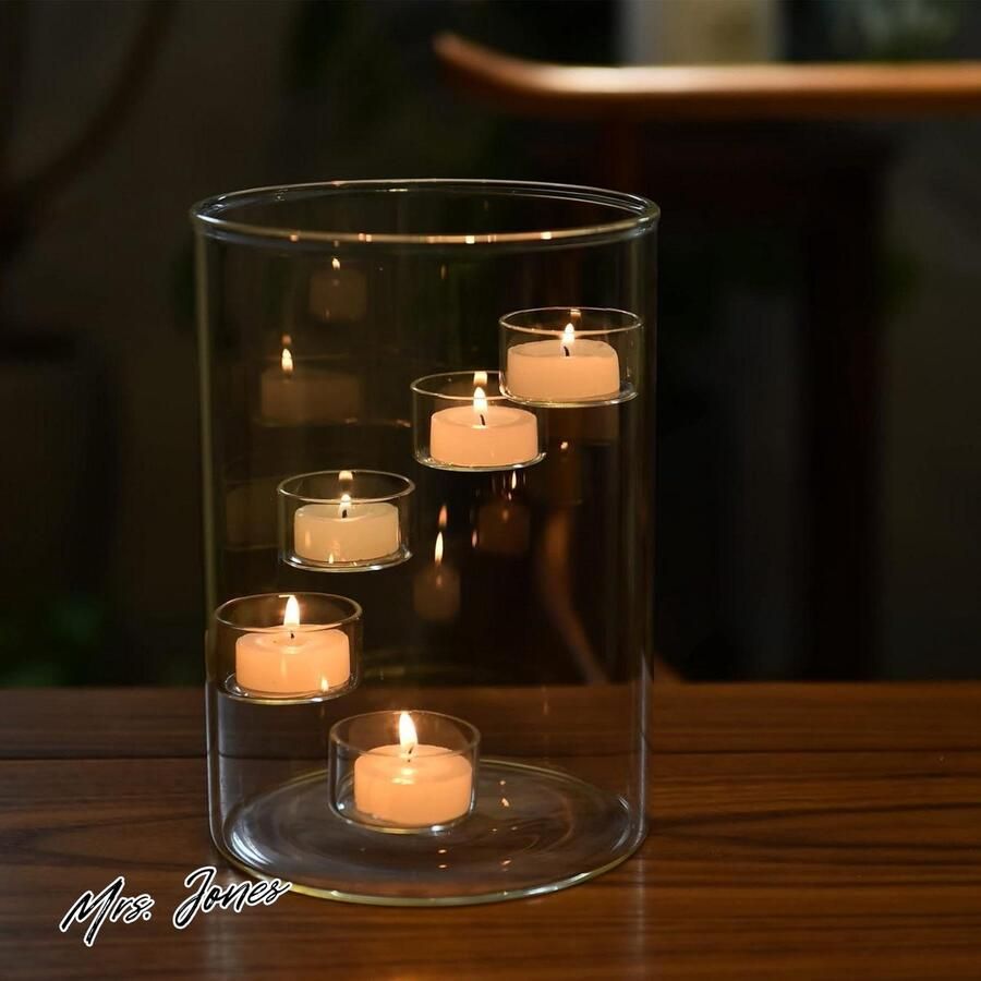 Mrs. Jones Premium Collection Glas Theelicht Kaarsenhouders Pijler Kaarsen 21cm Tall Clear Votive Kaars Houders Bruiloft Tafel Centerpieces