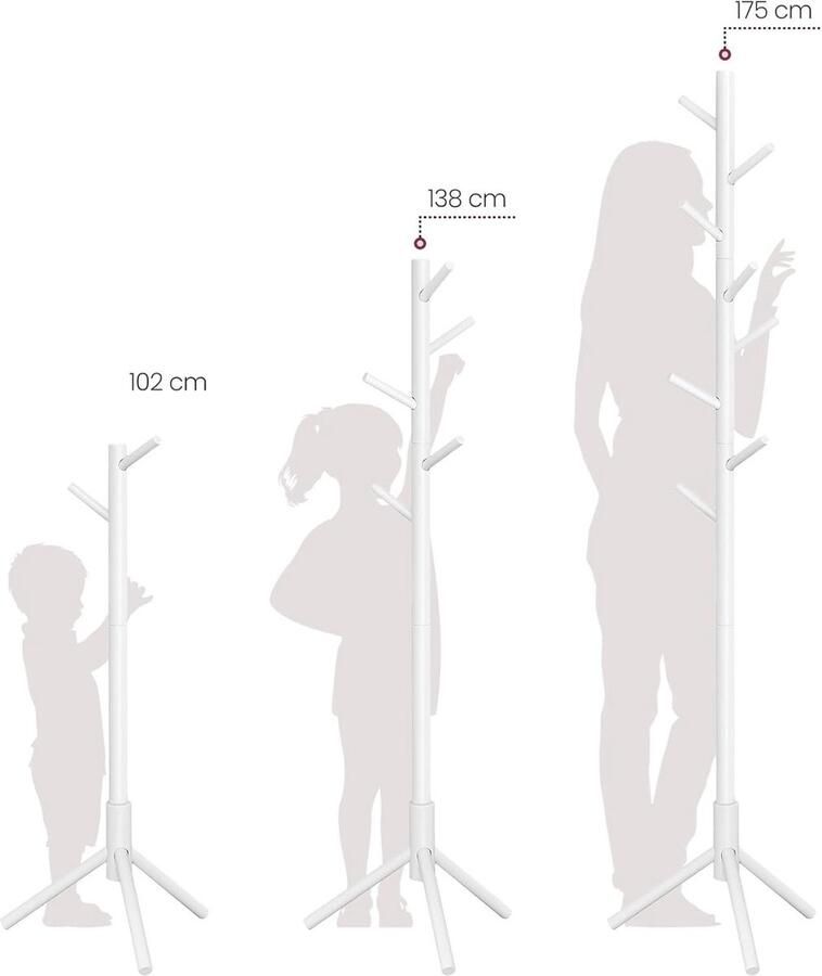 Mrs. Jones Premium Collection Kapstok boomvormig massief hout 8 haken Verstelbaar Wit