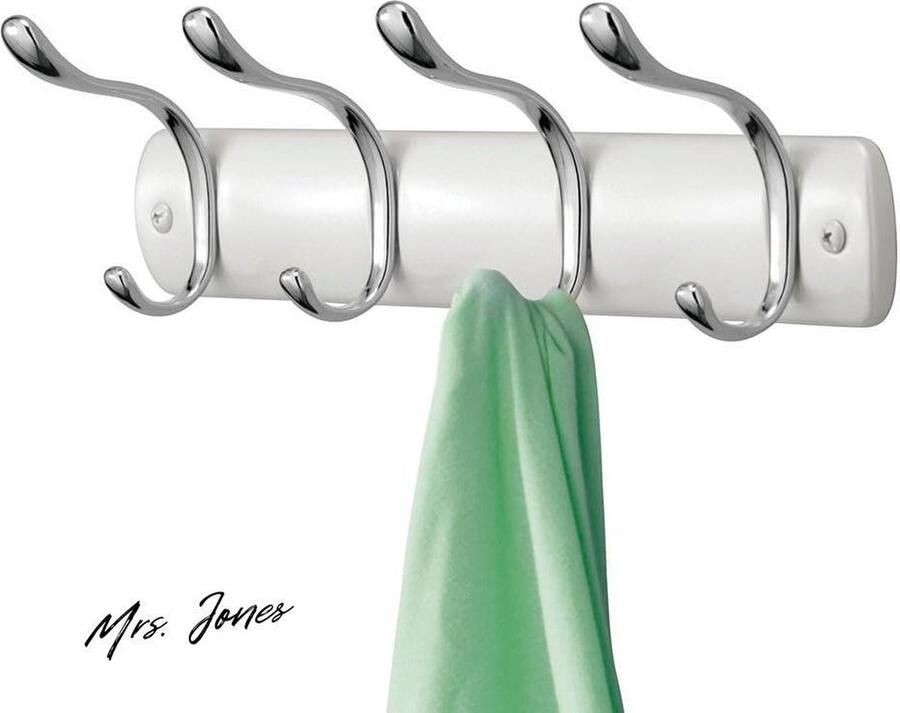 Mrs. Jones Premium Collection Kapstok kledinghaken mantels jassen badjassen handdoeken wandmontage parelmoerachtig wit chroom