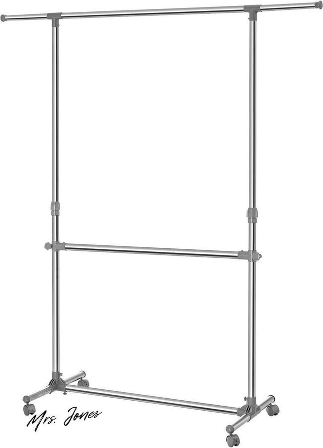 Mrs. Jones Premium Collection Kledingrek met wieltjes Verstelbaar Roestvrij staal 113-198 cm