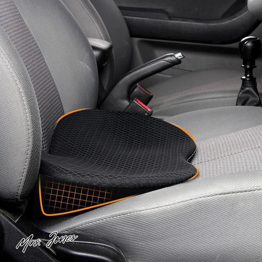 Mrs. Jones Premium Collection Lendensteun Kussen Ergonomisch Traagschuim Ischias Pijnverlichting Zwart Autostoelen Bureaustoel