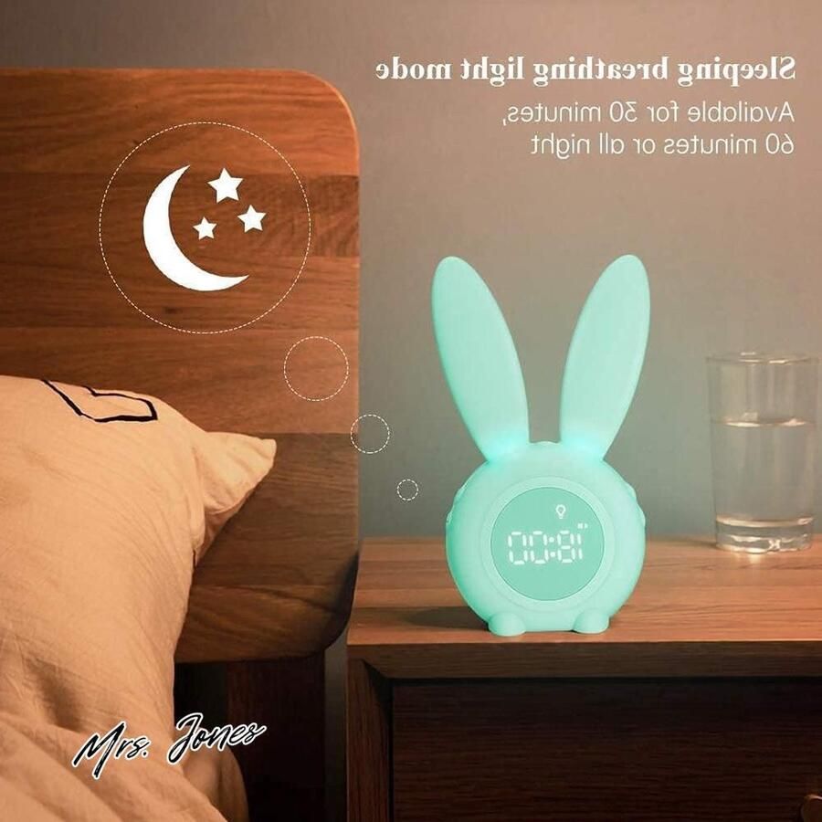 Mrs. Jones Premium Collection Lichtwekker voor kinderen Konijn Alarm clock Wake up light Creatieve lamp Stil Nachtlamp Groen