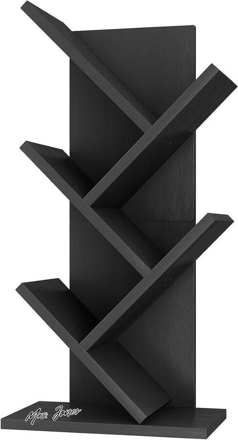Mrs. Jones Premium Collection Moderne houten Boekenkast 4 Planken Opbergkast Zwart Smalle Vertoningsplank Slaapkamer Home office