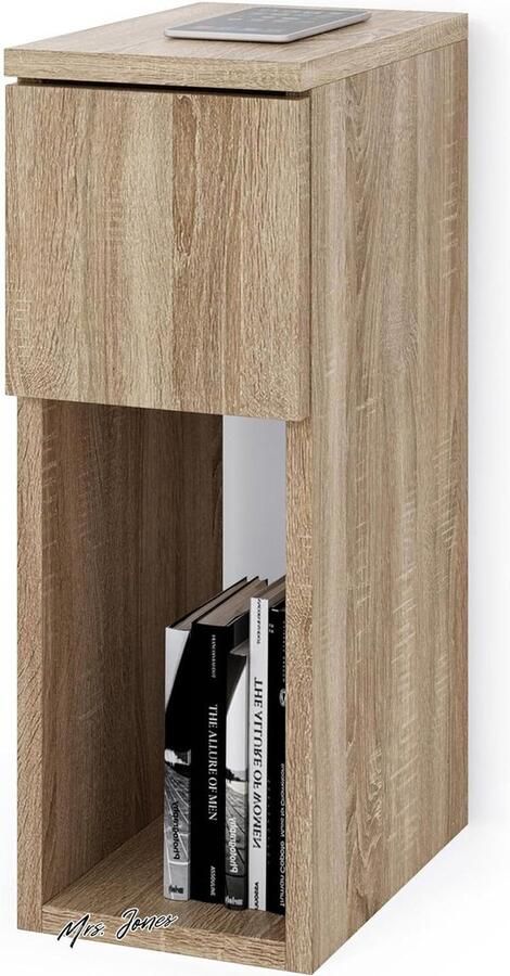 Mrs. Jones Premium Collection Nachtkastje Bedtafeltjes Smal Met lade Sonoma B20 x H55 x D30 cm