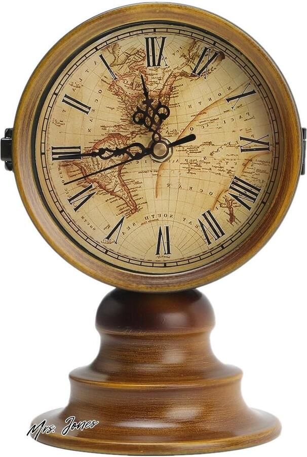 Mrs. Jones Premium Collection Retro klok tafel bureau wekker Europese stijl Vintage Batterij aangedreven IJzer HD glazen lens Slaapkamer woonkamer decoratie