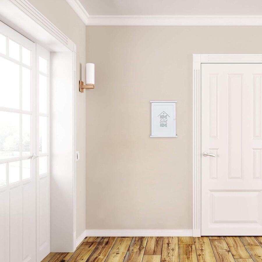 Mrs. Jones Premium Collection Sleutelkastje Hout Home Sweet Home Ophangen Wandrek 29x22x8 cm Wit