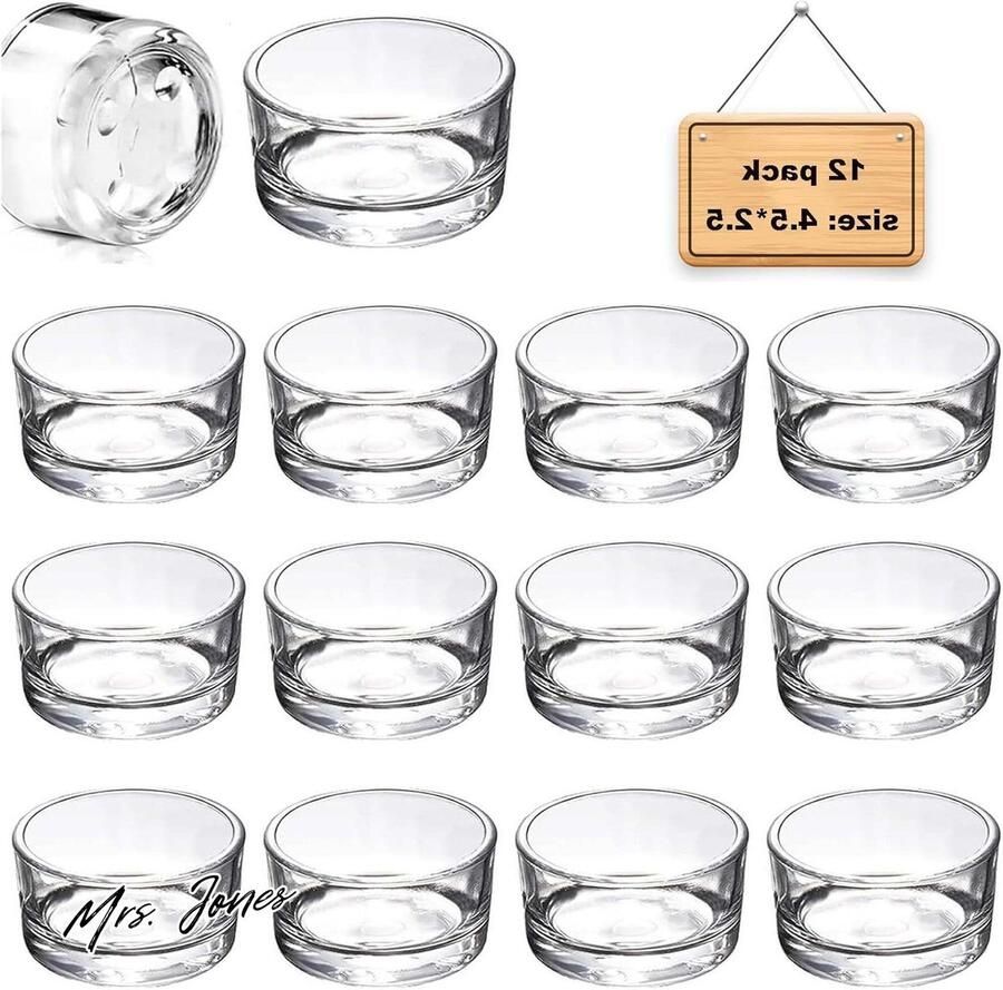 Mrs. Jones Premium Collection Theelichtglas Set van 12 Transparant Glas Voor woonkamer tafel decoratie Kerstmis