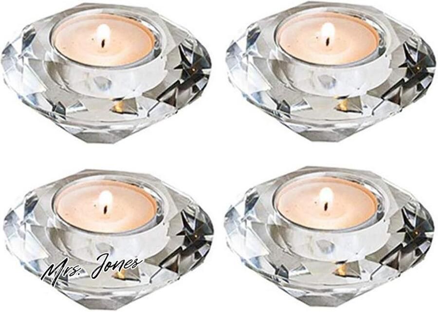 Mrs. Jones Premium Collection Theelichtkandelaars Glazen Kandelaar Kristal Handgeslepen Diamanten Bruiloft Tafel Middelpunt
