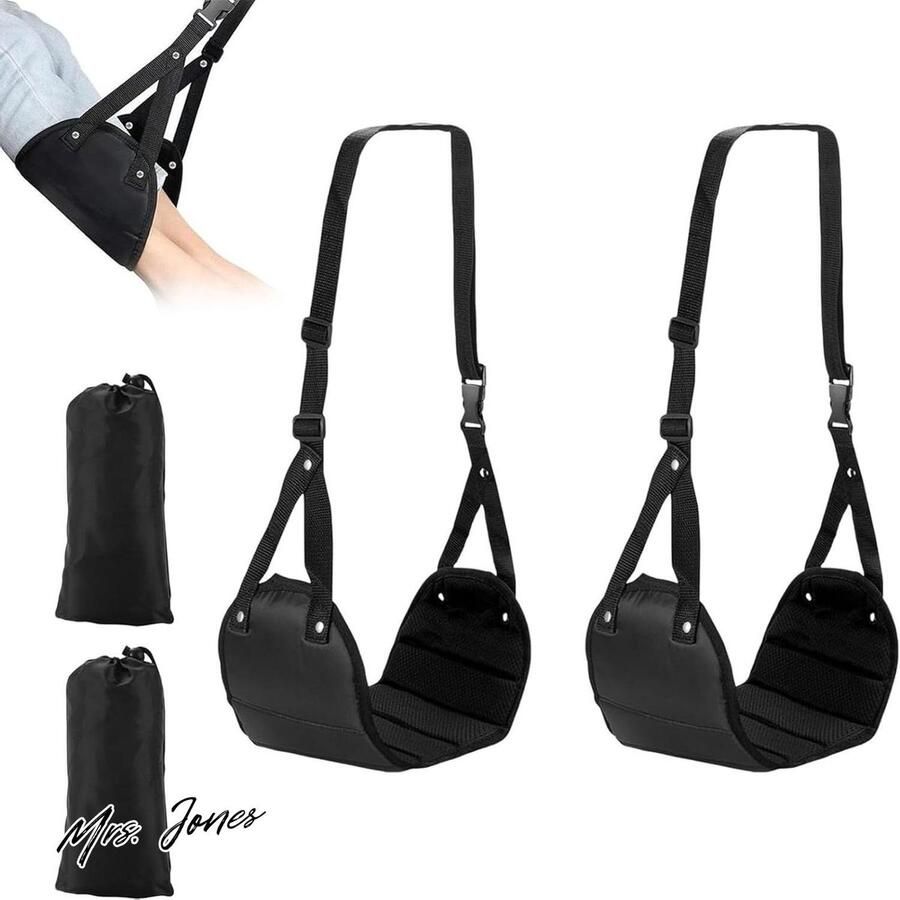 Mrs. Jones Premium Collection Voetsteunen 2 stuks Auto Kinderen Vliegtuigstoelverlenging Comfort Zwart