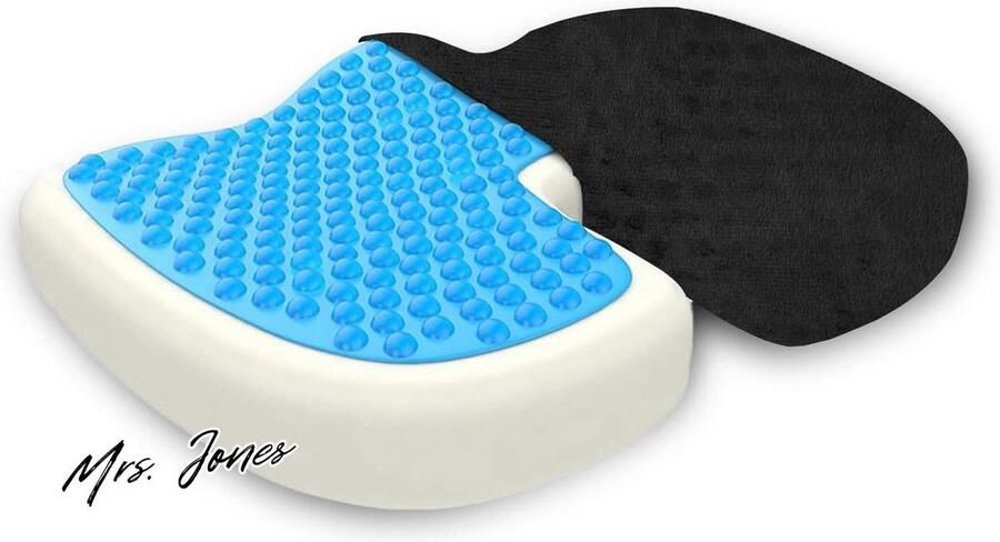 Mrs. Jones Kussen voor stuitbeen met gellaag ademend orthopedisch traagschuim ergonomisch zitkussen anti-decubitus kussen ter verlichting van de rug pijn in het stuitbeen voor auto bureaustoel