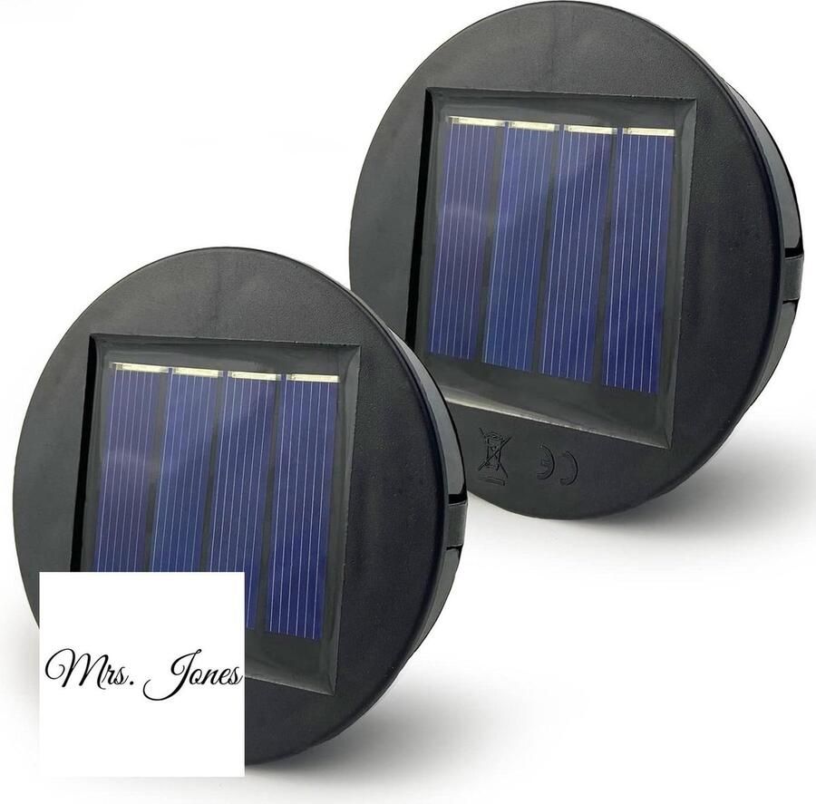 Mrs. Jones Reserveonderdelen lampen tuinverlichting zonne-energie diameter 8 cm vervangend zonnepaneel heldere led IP65 waterdicht zelf vervangen 2 stuks