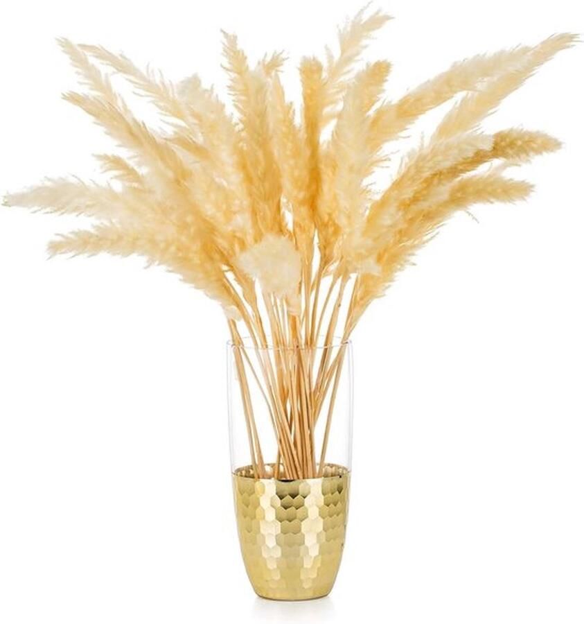 Mrs. Jones Rêverie Vaas Voor Pampasgras Met Gouden Honingraat Patroon Grote Gouden Vloervaas 20 cm hoog Moderne Hoge Bloempot Voor Scandinavische Decoratie Woonkamer Salontafel Middelstuk Bijzettafel Bruiloft