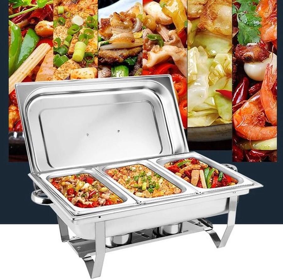 Mrs. Jones Roestvrijstalen Servies Set Opvouwbare 3-Frame Eetkachel 4Kg 3 vakken Warmhouders