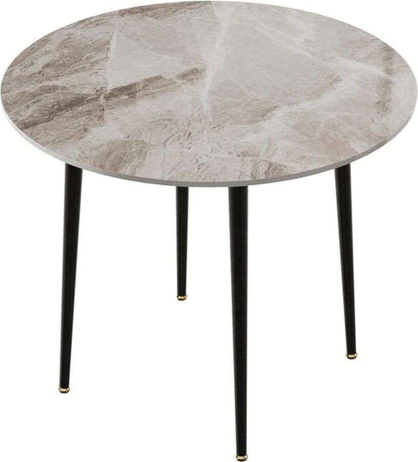 Mrs. Jones Ronde Eettafel Marmer look Eettafel rond Eettafels Eettafel marmerlook Eettafel marmer wit Metaal MDF Grijs