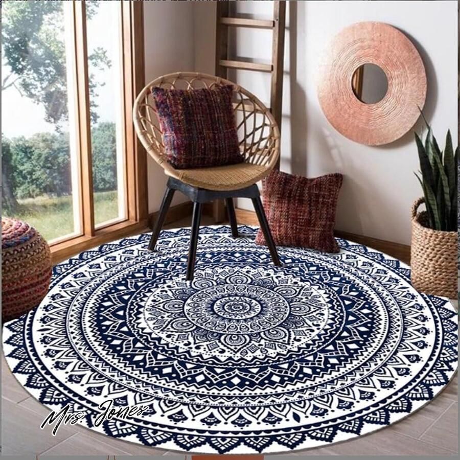 Mrs. Jones Ronde Mandala Tapijten Slaapkamer Vloerkleden Boheemse Cirkeltapijten Kwastjes Antislip Macramé Wasbaar Gezinnen Woonkamer Salontafel Voetmatten 90 cm