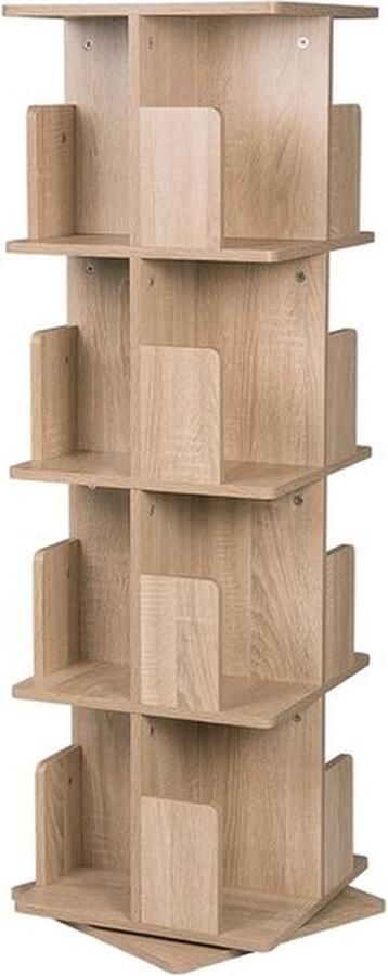 Mrs. Jones Roterende boekenkast 128 x 38 x 38 cm 25kg Boeken Opslag Woonkamer Toren model MDF