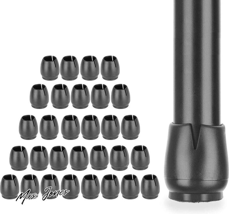 Mrs. Jones Rubberen stoeldoppen 32 stuks stoelpootbeschermers voor tafels en stoelen ronde poten 12-16 mm