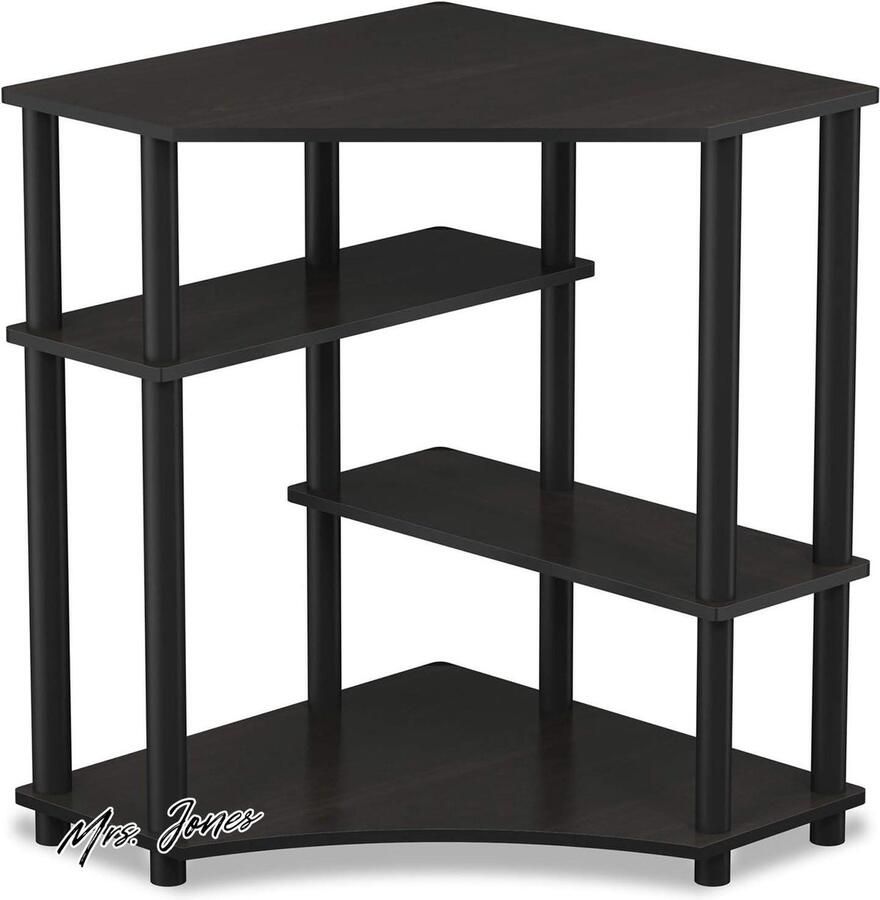 Mrs. Jones Ruimtebesparend Hoekbureau met Planken Espresso Zwart 79x724x572 cm