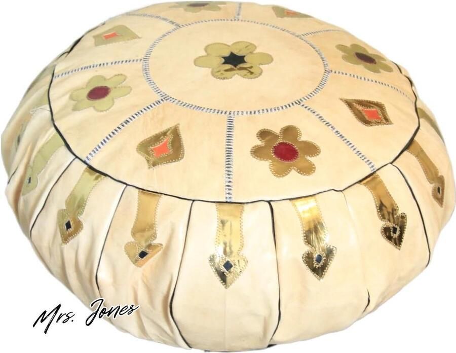 Mrs. Jones Sahel Vibes Handgemaakte Echt Lederen Zitzak Wit