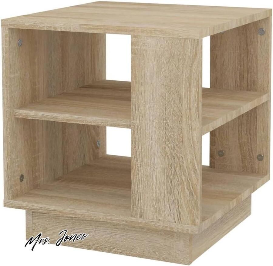 Mrs. Jones Salontafel 40x40x43 cm bewerkt hout sonoma eikenkleurig woonkamertafel middentafel accenttafel banktafel bijzettafel