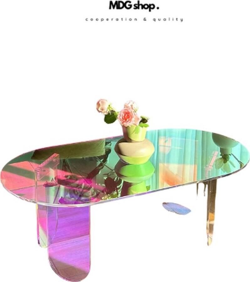 Mrs. Jones Salontafel Bijzettafel Acryl tafel Kleurrijk Modern Ovaal 95x50x36 cm