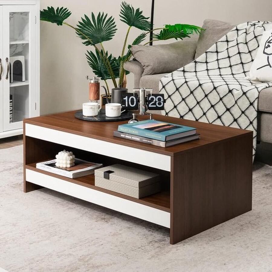 Mrs. Jones Salontafel met 2 planken bijzettafel hout woonkamertafel koffietafel voor woonkamer en slaapkamer