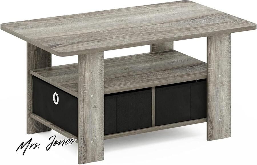 Mrs. Jones Salontafel met lade Frans eiken zwart voor woonkamer modern design retro stijl