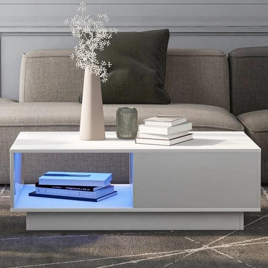 Mrs. Jones Salontafel Met LED Wit Opbergruimte 99 cm x 55 cm