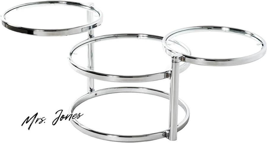 Mrs. Jones Salontafel Chroom Metaal Veiligheidsglas Modern Maat: B 58-140 cm x H 43 cm x D 50 cm