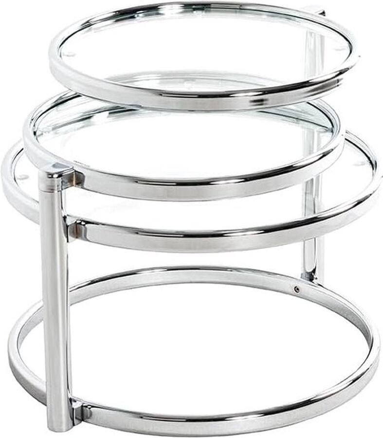 Mrs. Jones Salontafel Rond Draaibare Glasplaten Bijzettafel Woonkamer 140 x 43 cm Glas