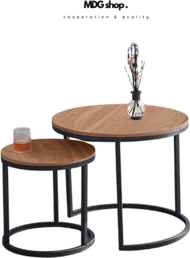 Mrs. Jones Salontafel rond Salon tafel Nordic stijl Donker eiken 2 stuks
