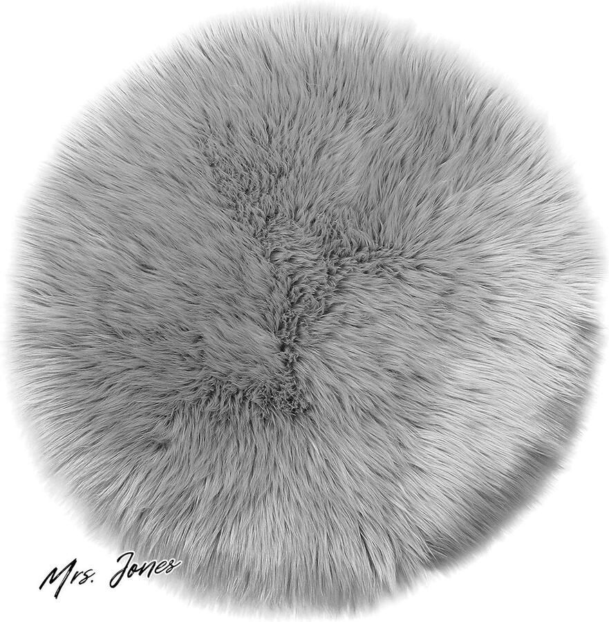 Mrs. Jones Schapenvacht Lamsvacht Imitatievacht Kunstbont Tapijt Slaapkamer Woonkamer Wasbaar Bont Tapijt Decoratiebont Grijs 30 cm Rond