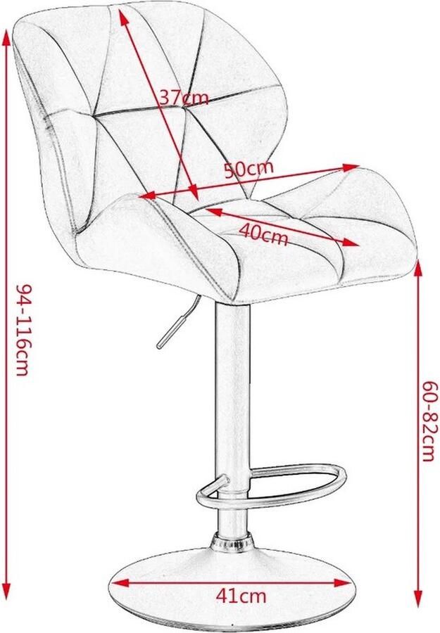 Mrs. Jones Set van 2 barkrukken Zwart fluwelen barkrukken Gas lift Barstoel Kruk Stoelen Barstoelen met rugleuning Zwart Metaal onderstel Keukenstoel Barkruk zithoogte 60-82cm