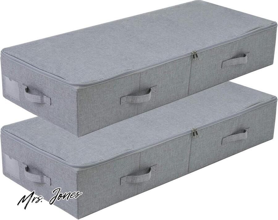 Mrs. Jones Set van 2 onderbed opbergmanden 100 x 43 x 18 cm voor schoenen trui beddengoed speelgoed enz. in de slaapkamer woonkamer camper kledingkast kast donkergrijs