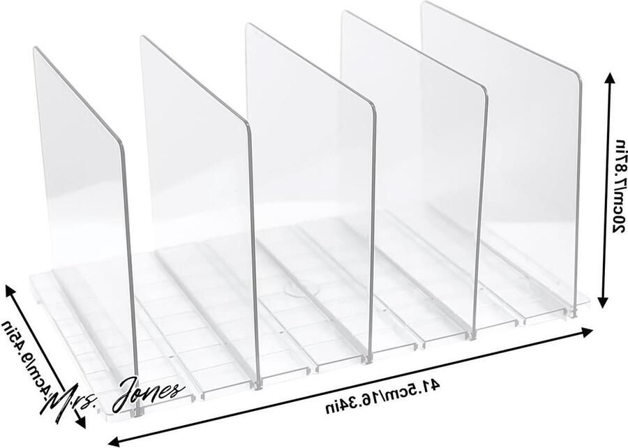 Mrs. Jones Set van 5 transparante plankverdelers verstelbare plankverdelers voor het opbergen van handtassen plankverdeler kledingkast voor slaapkamer keuken kasten