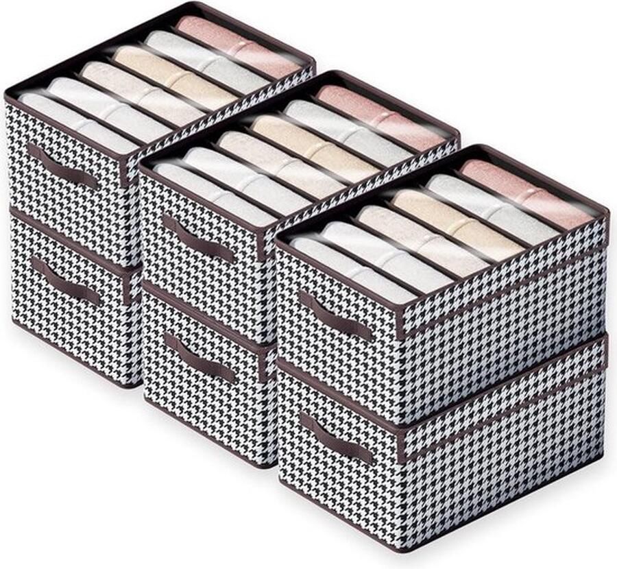 Mrs. Jones Set van 6 kledingkastorganizers met deksels opvouwbare opbergdozen stoffen kledingopberger lades organisatiesysteem voor kleding broeken ondergoed