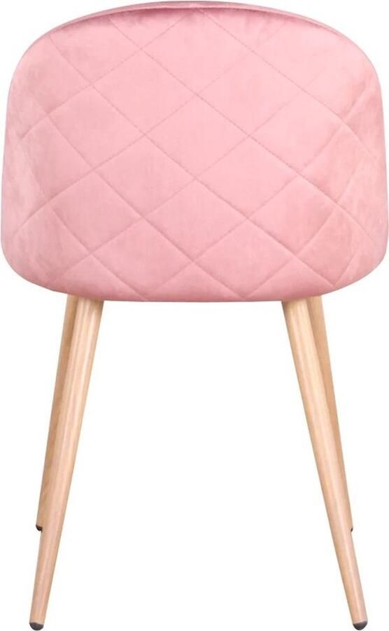 Mrs. Jones Set van 6 stoelen met fluwelen bekleding Metalen stoelpoten Luxe eetkamerstoelen Woonkamerstoelen Roze fluweel Zithoogte 43cm