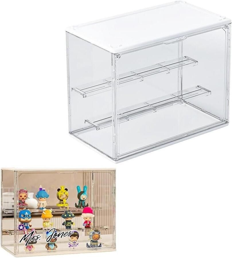 Mrs. Jones Showbox vitrine acryl vitrine glazen vitrine kleine vitrine met deur voor actiefiguren speelgoed minifiguren verzamelfiguren zelfmontage met 2 lagen (30 x 24 x 179 cm) met speelgoed minifiguren